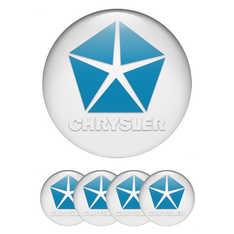 Chrysler Wheel Stickers for Center Caps White Blue Variant