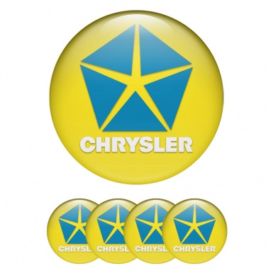 Chrysler Domed Stickers for Wheel Center Caps Yellow Blue Variant