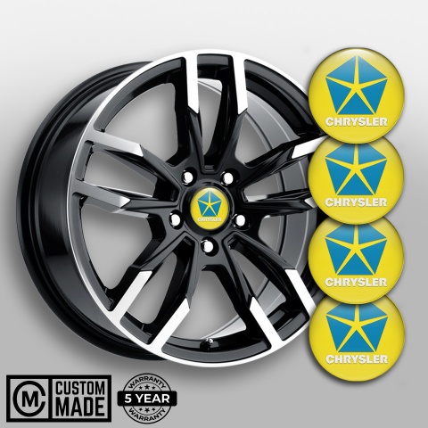Chrysler Domed Stickers for Wheel Center Caps Yellow Blue Variant