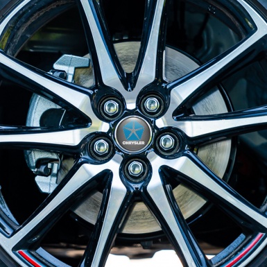 Chrysler Stickers for Wheels Center Caps Carbon Blue Variant