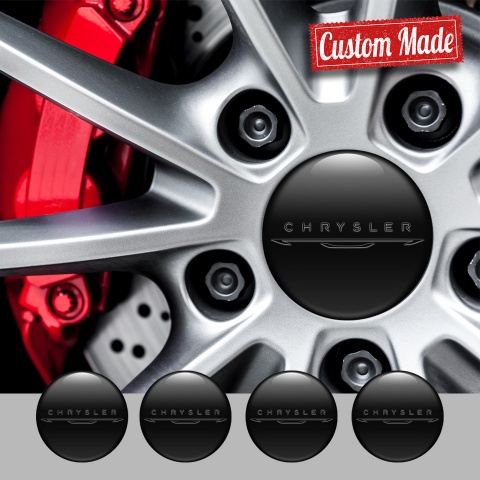 Chrysler Stickers for Wheels Center Caps Dark New Black Logo
