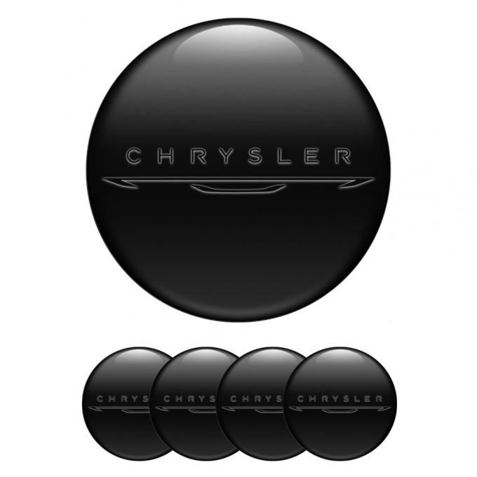 Chrysler Stickers for Wheels Center Caps Dark New Black Logo