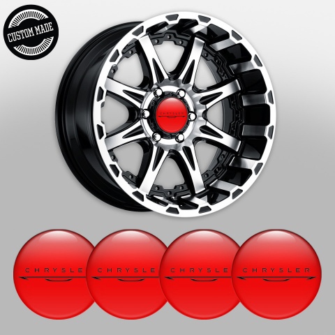 Chrysler Emblem for Center Wheel Caps Red New Black Logo