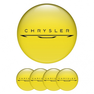 Chrysler Center Wheel Caps Stickers Yellow New Black Logo