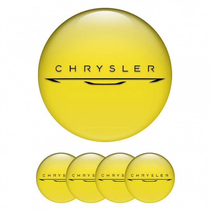 Chrysler Center Wheel Caps Stickers Yellow New Black Logo