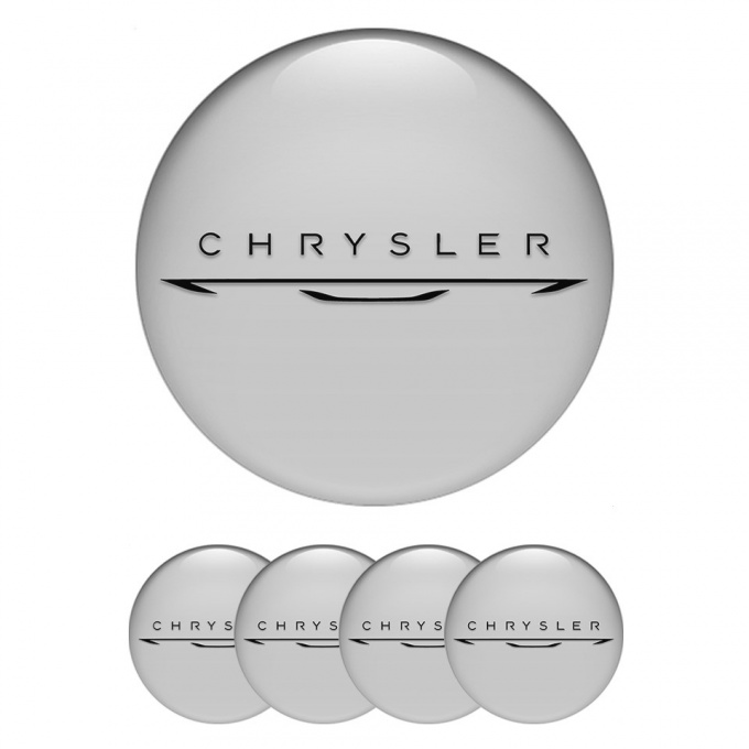 Chrysler Emblems for Center Wheel Caps Grey New Black Logo