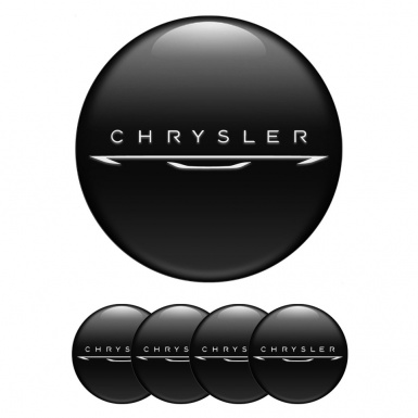 Chrysler Silicone Stickers for Center Wheel Caps Black New White Logo