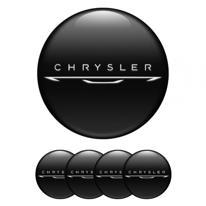 Chrysler Silicone Stickers for Center Wheel Caps Black New White Logo