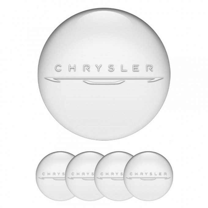 Chrysler Domed Stickers for Wheel Center Caps Pearl New White Logo