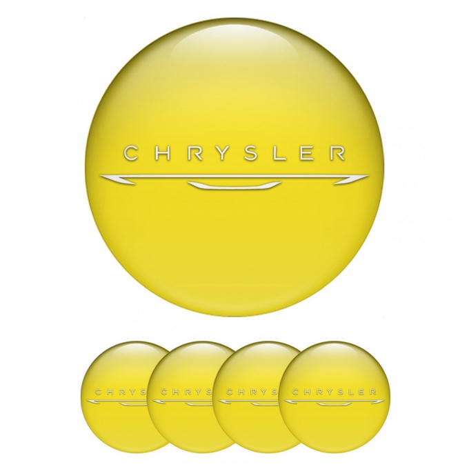 Chrysler Stickers for Wheels Center Caps Yellow New White Logo