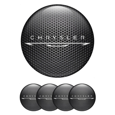 Chrysler Center Wheel Caps Stickers Dark Grate New White Logo