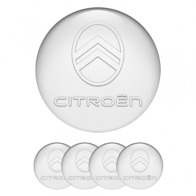 Citroen Center Wheel Caps Stickers Pearl White Logo Design