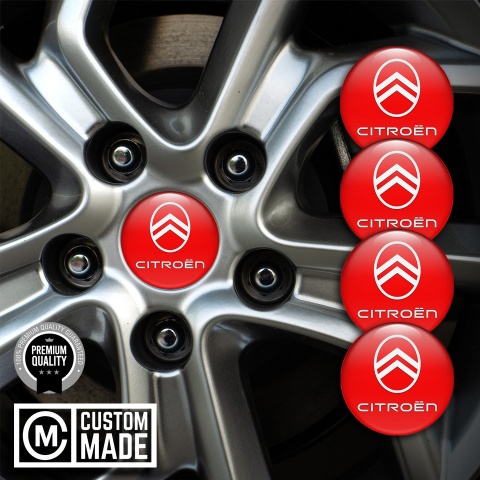 Citroen Emblems for Center Wheel Caps Red White Logo Design
