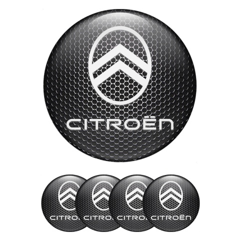 Citroen Wheel Emblem for Center Caps Dark Grate White Logo Design