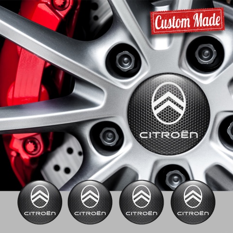 Citroen Wheel Emblem for Center Caps Dark Grate White Logo Design