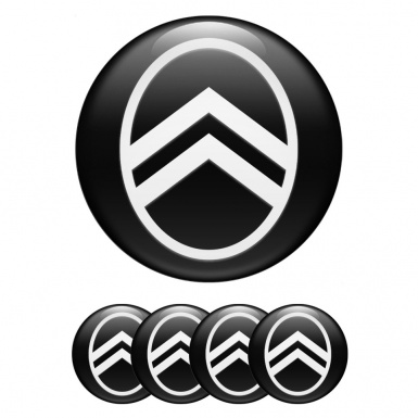 Citroen Stickers for Wheels Center Caps Black White Logo Edition