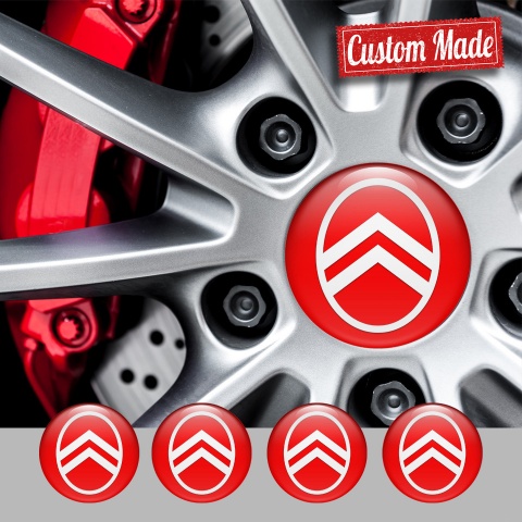 Citroen Emblem for Center Wheel Caps Red White Logo Edition