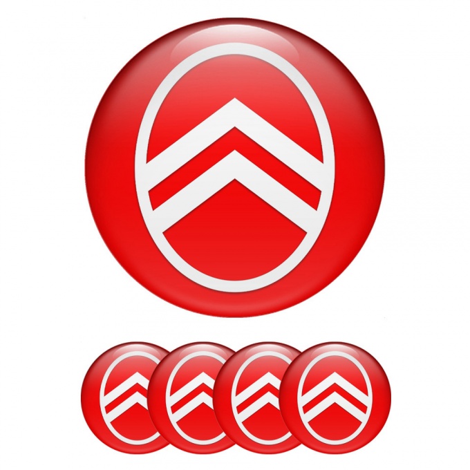 Citroen Emblem for Center Wheel Caps Red White Logo Edition