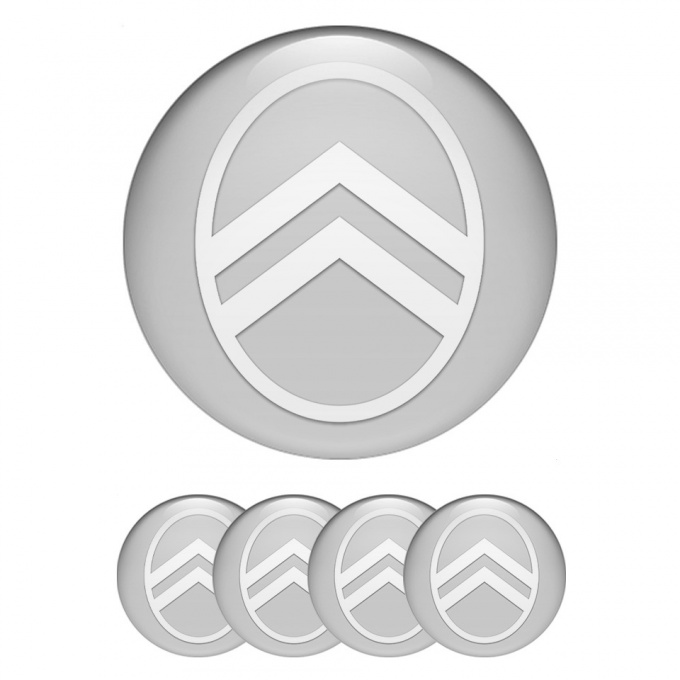 Citroen Emblems for Center Wheel Caps Grey White Logo Edition