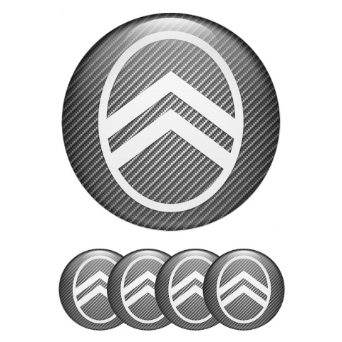 Citroen Wheel Stickers for Center Caps Carbon White Logo Edition