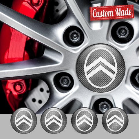 Citroen Wheel Stickers for Center Caps Carbon White Logo Edition