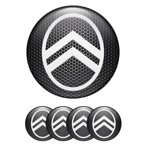 Citroen Center Caps Wheel Emblem Dark Grate White Logo Edition