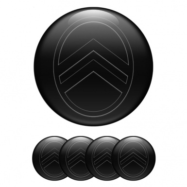 Citroen Silicone Stickers for Center Wheel Caps Black Dark Logo Variant