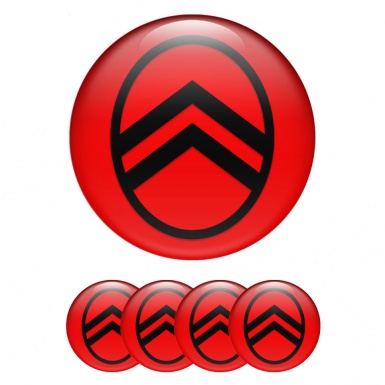 Citroen Wheel Emblem for Center Caps Red Black Logo Variant