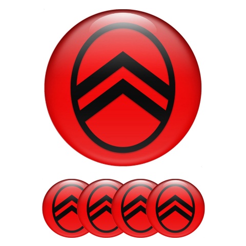 Citroen Wheel Emblem for Center Caps Red Black Logo Variant