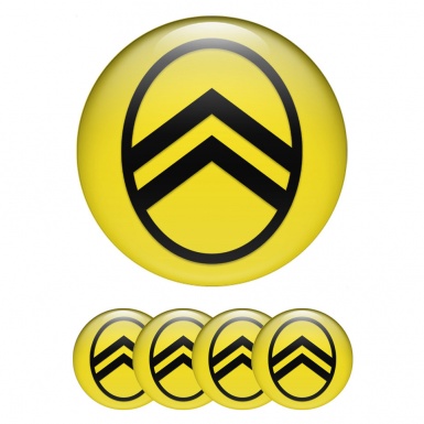 Citroen Silicone Stickers for Center Wheel Caps Yellow Black Logo Variant