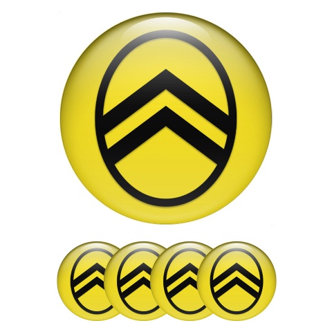 Citroen Silicone Stickers for Center Wheel Caps Yellow Black Logo Variant