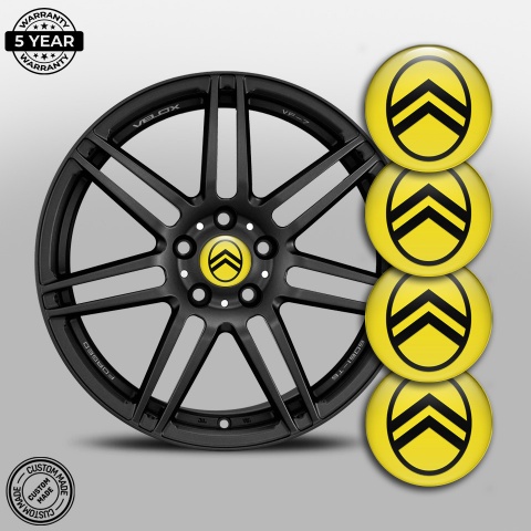Citroen Silicone Stickers for Center Wheel Caps Yellow Black Logo Variant