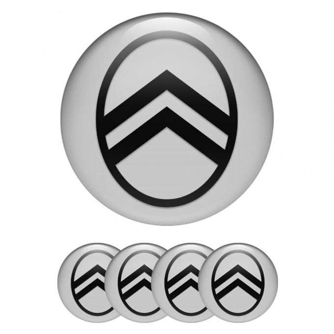 Citroen Stickers for Wheels Center Caps Grey Black Logo Variant