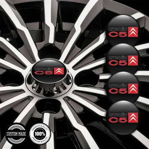 Citroen C5 Emblem for Center Wheel Caps Black Red Black Accent