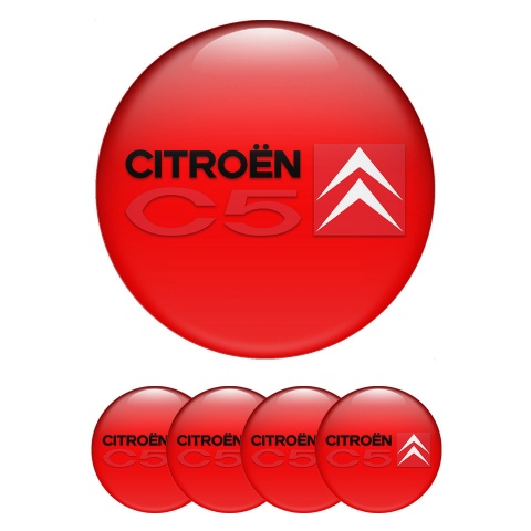 Citroen C5 Emblems for Center Wheel Caps Crimson Red Black Accent