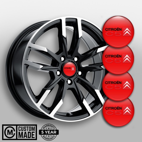 Citroen C5 Emblems for Center Wheel Caps Crimson Red Black Accent