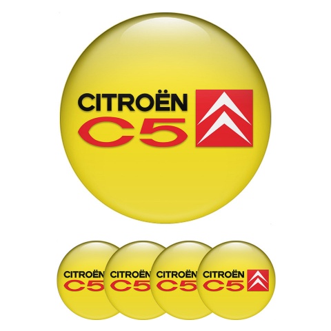 Citroen C5 Wheel Stickers for Center Caps Yellow Red Black Accent