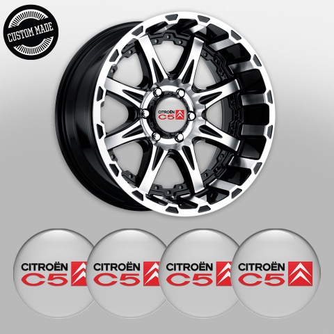 Citroen C5 Silicone Stickers for Center Wheel Caps Grey Red Black Accent