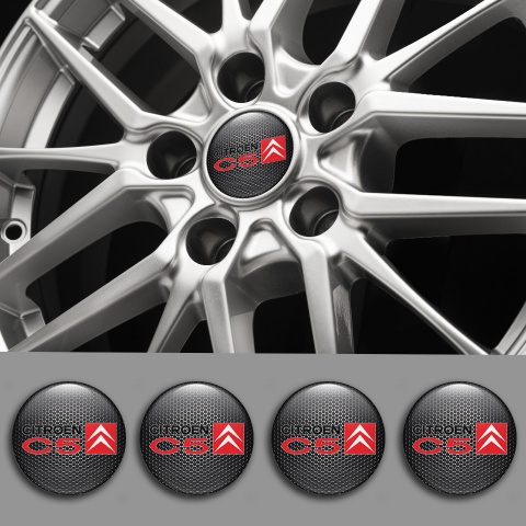 Citroen C5 Wheel Emblem for Center Caps Dark Grate Red Black Accent