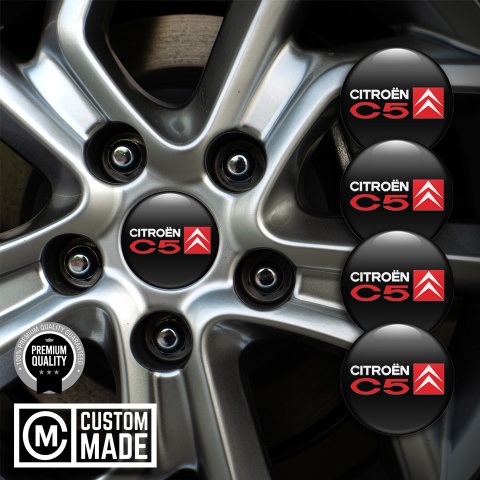 Citroen C5 Emblem for Wheel Center Caps Black Red White Motif