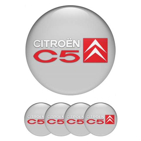 Citroen C5 Silicone Stickers for Center Wheel Caps Grey Red White Motif