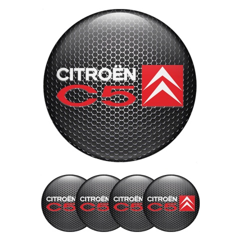 Citroen C5 Wheel Emblem for Center Caps Metal Grate Red White Motif