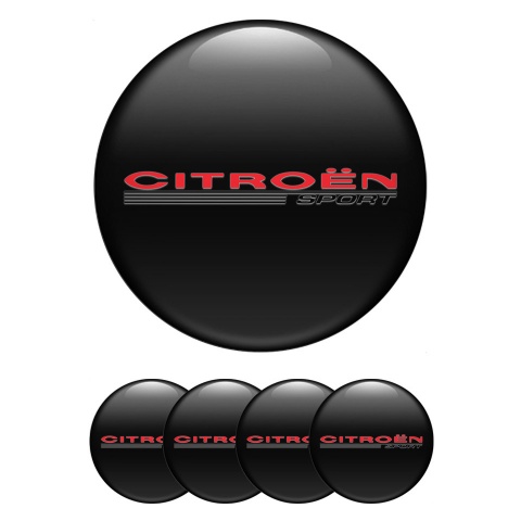 Citroen Stickers for Wheels Center Caps Black Red Sport Design