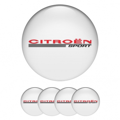 Citroen Emblem for Wheel Center Caps White Red Sport Design