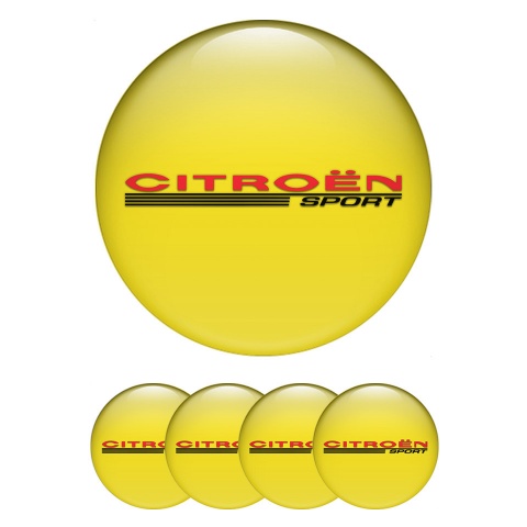 Citroen Center Wheel Caps Stickers Yellow Red Sport Design