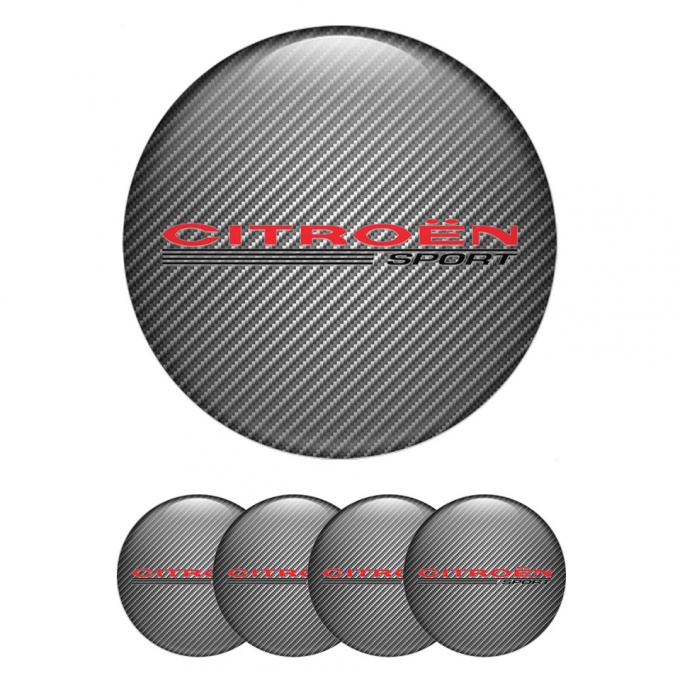 Citroen Wheel Stickers for Center Caps Carbon Red Sport Design