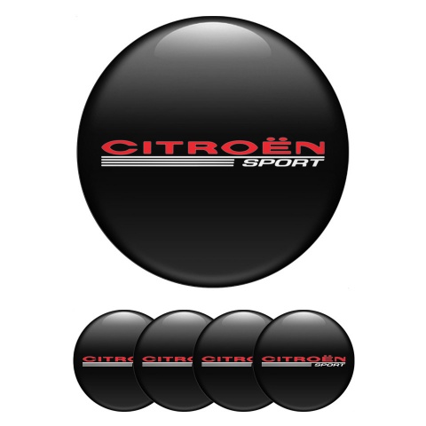 Citroen Sport Silicone Stickers for Center Wheel Caps Black White Motif