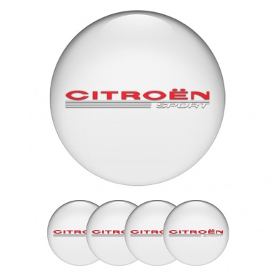 Citroen Sport Domed Stickers for Wheel Center Caps Pearl White Motif
