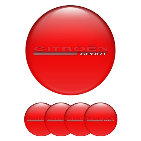 Citroen Sport Wheel Emblem for Center Caps Red White Motif