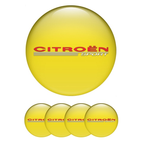 Citroen Sport Stickers for Wheels Center Caps Yellow White Motif